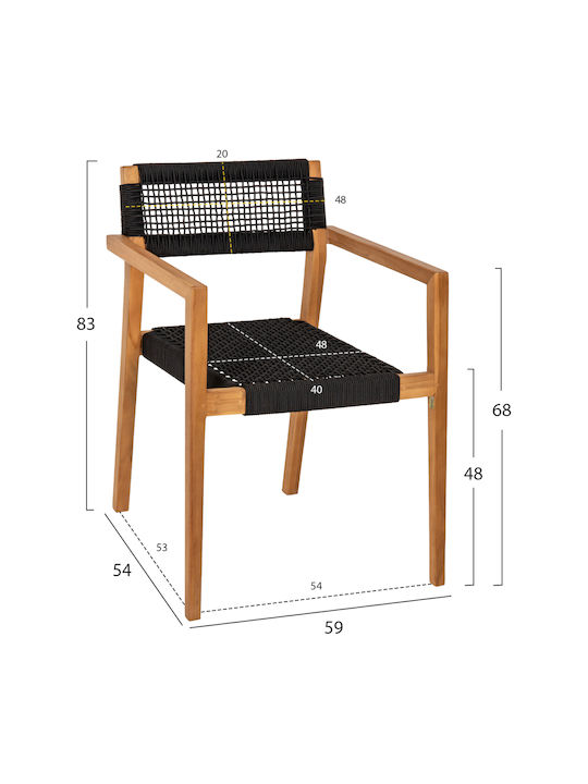 Charlotte Dining Room Wooden Armchair Black Velvet-Black Metal 59x54x83cm