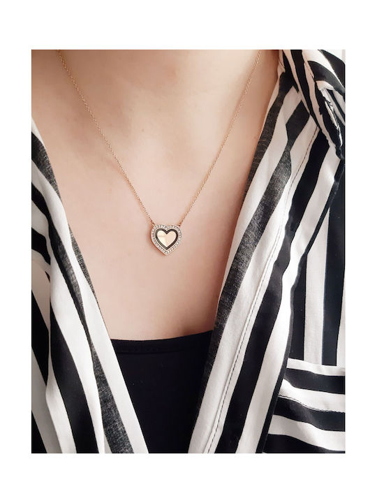 Necklace with design Heart from Rose Gold 14K