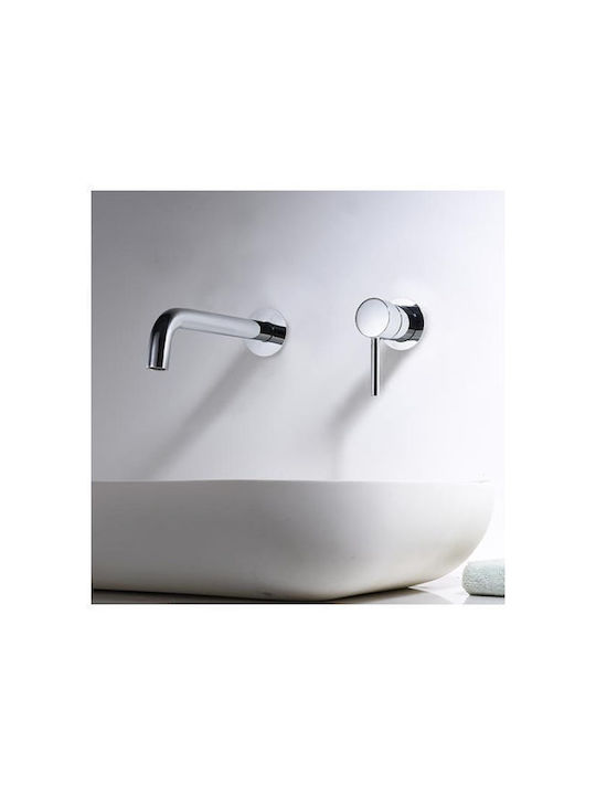 Excel Romina Built-in Mixer & Spout Set for for Bathroom Sink 1 Exit Silver