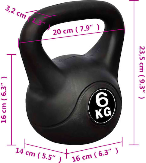 vidaXL Kettlebell от PVC 6кг Черен