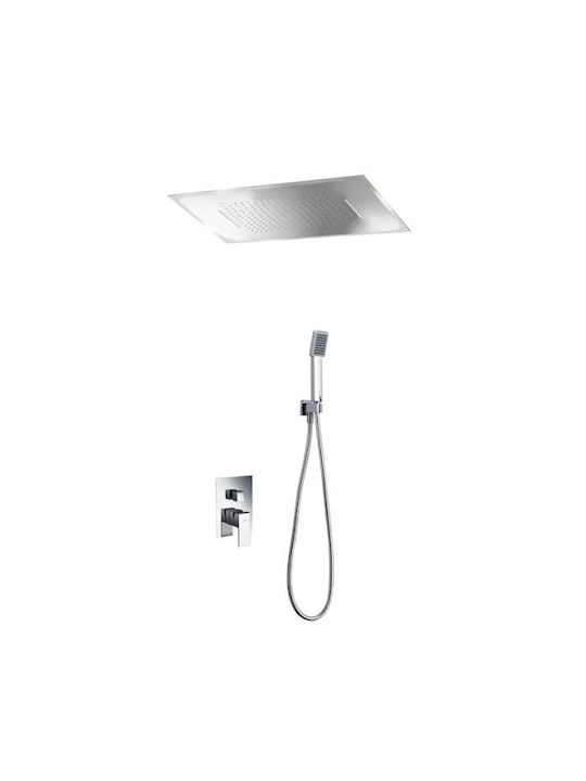 Excel Built-in Mixer, Hand Shower & Shower Head Set for Shower 4 Exits Silver