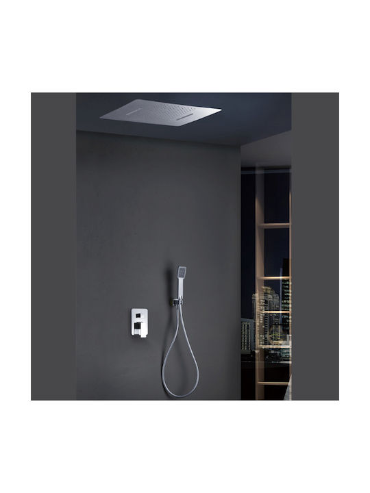 Excel Built-in Mixer, Hand Shower & Shower Head Set for Shower 4 Exits Silver