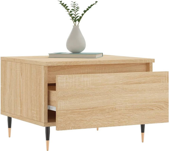 Rectangular Side Table Wooden with Drawers Beige 2 Pieces M50xW46xH35cm
