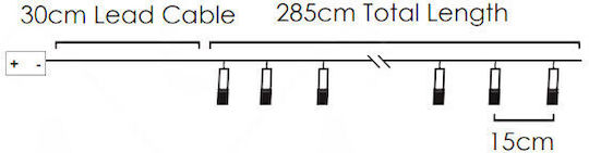 20 Lights LED 2.85m. Warm White in String 1pcs