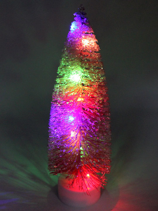 Christmas Decorative Snowy Illuminated Tree 27cm Battery Red