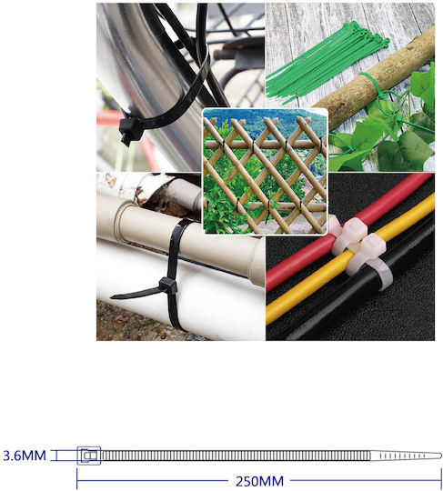 Tpster Δεματικά Καλωδίων Πλαστικά 250mmx3.6mm σε Λευκό χρώμα (40τμχ) (32538)