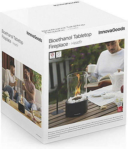 InnovaGoods Heatfir Indoor Desktop Bioethanol Fireplace Black 16x16x26.5cm