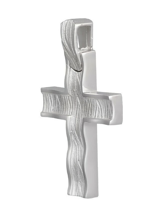 Baptismal cross male 14K white gold double sided. (F001154)* 1256L