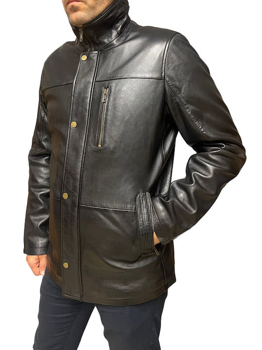 MARKOS LEATHER Men's Winter Leather Jacket Black