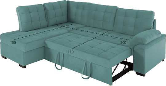 Jade Ecksofa mit Schlafsofa mit Linke Ecke Samt Verbena 250x180x88cm