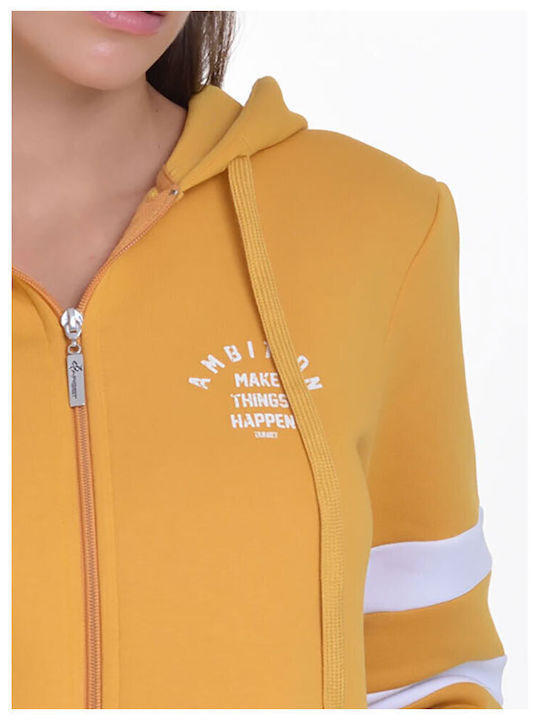 Women's Sweatshirt Jacket Hooded Yellow