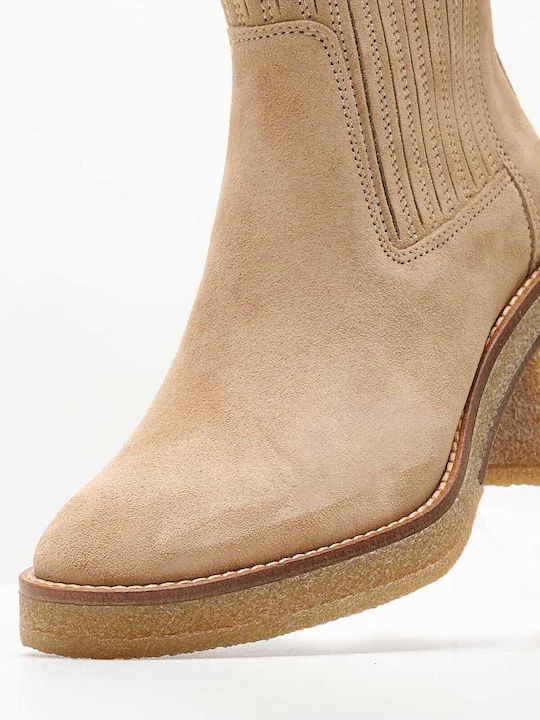 Alpe Leder Damen Knöchelstiefel Beige