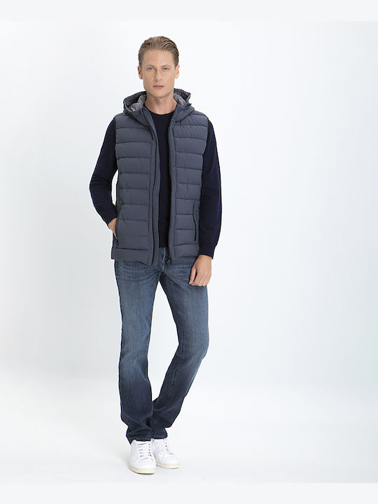 Commander Ärmellos Herren Winter Jacke Puffer Blau