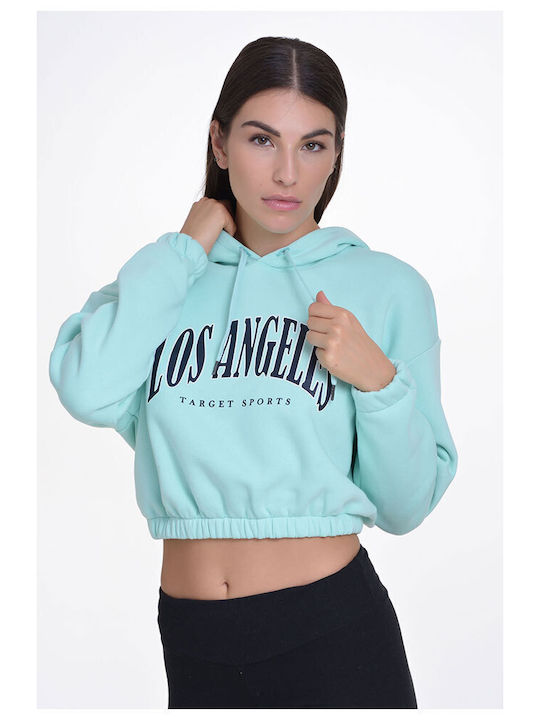 Target Women's Cropped Hooded Fleece Sweatshirt Turquoise