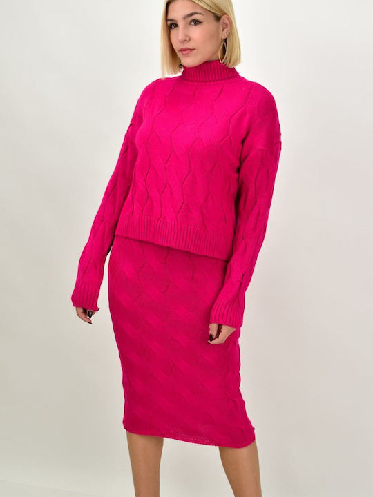 Set with Maxi Skirt Polka Dot Fuchsia