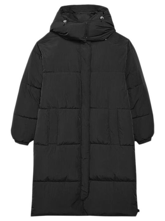 Women's Long Puffer Jacket for Winter Black