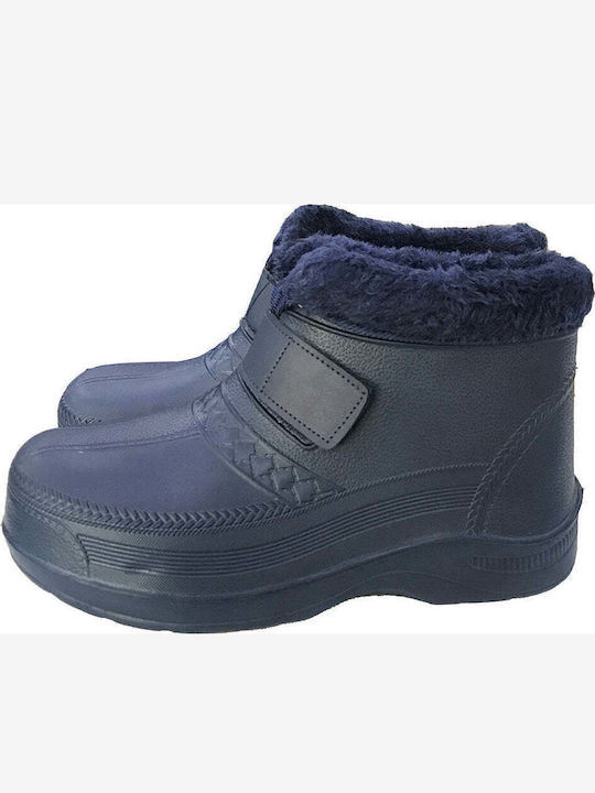 Women's Fur Lined Short Wellies Blue