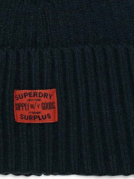 Superdry Beanie Unisex Beanie Gestrickt in Schwarz Farbe