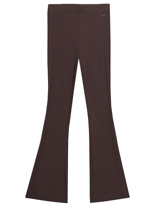 Damen Stoff Hose Schlag Braun