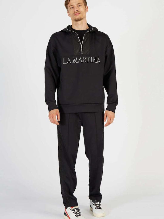 La Martina Men's Fleece Sweatpants with Rubber Black