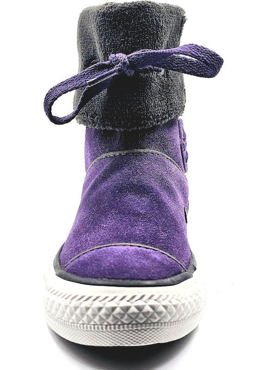 All Star Lederne Kinderstiefeletten mit Reißverschluss Lila