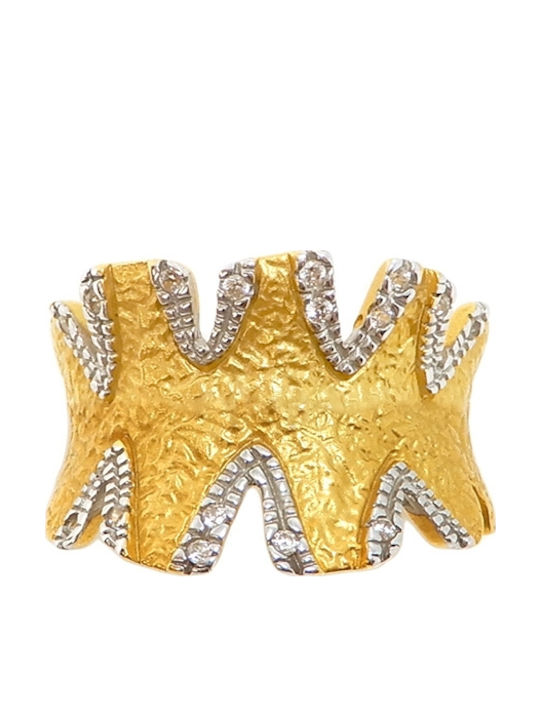 Polytimo Damen Ring mit Zirkonia aus Weißgold 14K