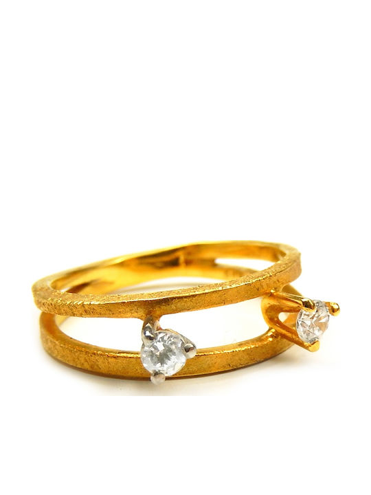 Polytimo Damen Ring mit Zirkonia aus Gold 14K