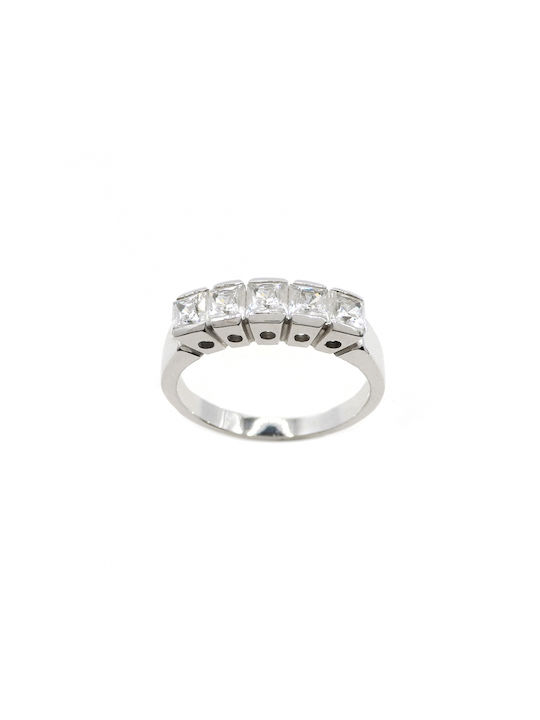 Polytimo Women's White Gold Eternity Ring with Zircon 14K