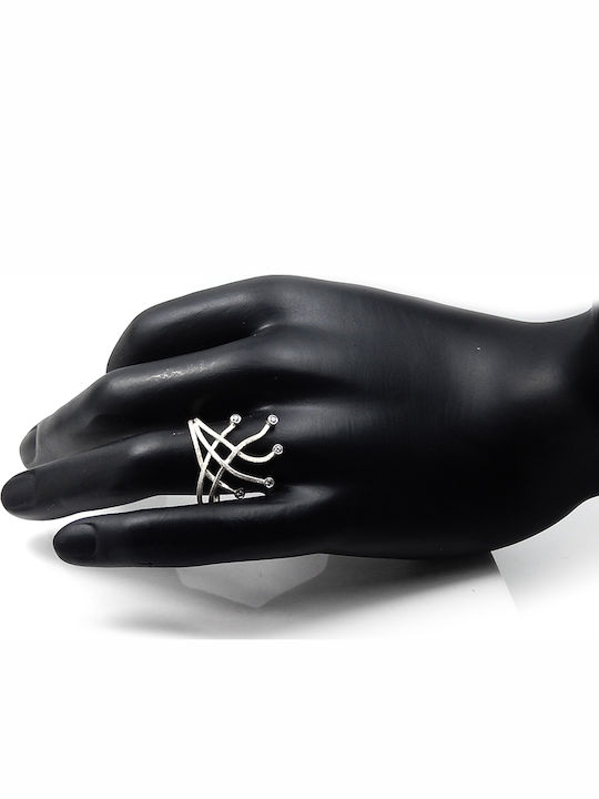 Polytimo Дамски Пръстен с Циркони от Бяло злато 14K