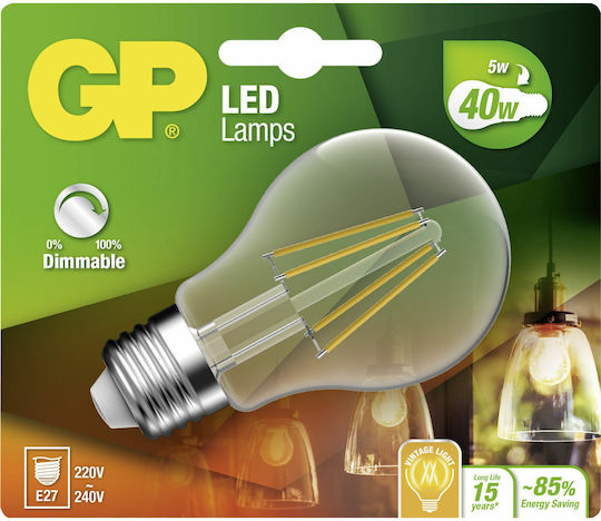 GP Batteries Λάμπα LED 5W για Ντουί E27 Θερμό Λευκό 470lm Dimmable