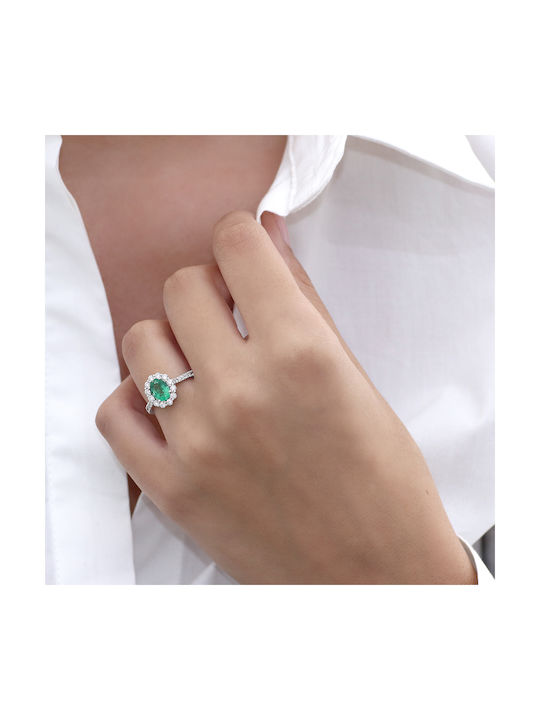 Women's White Gold Ring with Stone 18K