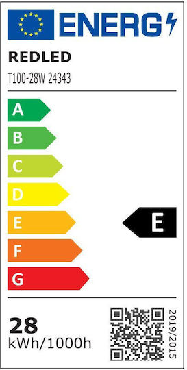 Redled Λάμπα LED 28W 99mm για Ντουί E27 και Σχήμα T100 Ψυχρό Λευκό 2400lm
