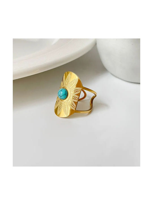 Callajewels Γυναικείο Δαχτυλίδι με Πέτρες από Ατσάλι Επιχρυσωμένο