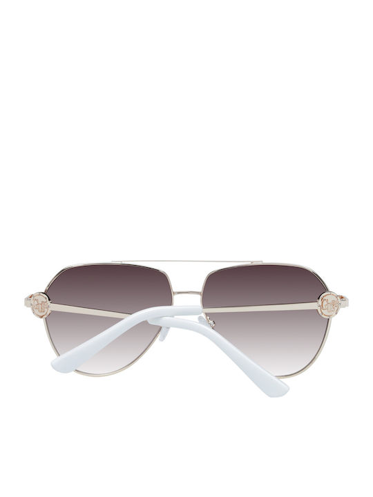 Guess Women’s Sunglasses With Silver Metallic Frame And Brown Gradient Lens