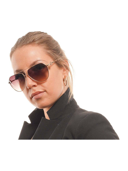 Guess Women’s Sunglasses With Silver Metallic Frame And Brown Gradient Lens