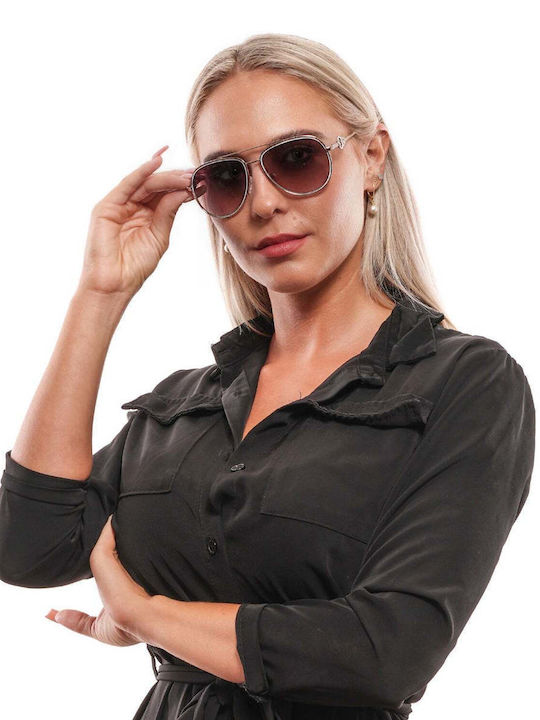 Guess Women’s Sunglasses With Silver Metallic Frame And Brown Gradient Lens GF0344 32F