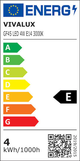 Vivalux Λάμπα LED 4W για Ντουί E14 και Σχήμα P45 Θερμό Λευκό 470lm