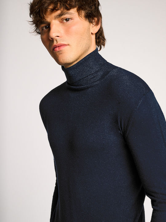 Staff Men's Long Sleeve Sweater Turtleneck Blue