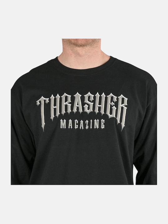 Thrasher Bluza Bărbătească cu Mânecă Lungă Neagră