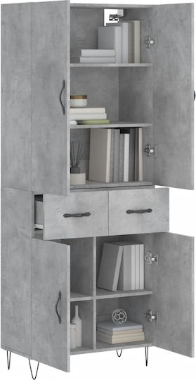 Dulap De Depozitare Pentru Birou Din Lemn Gri 69.5x34x180cm