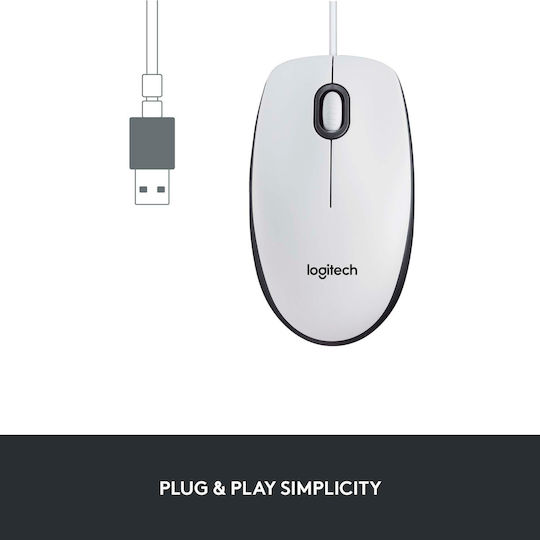 Logitech M100 С кабел Мишка Бял