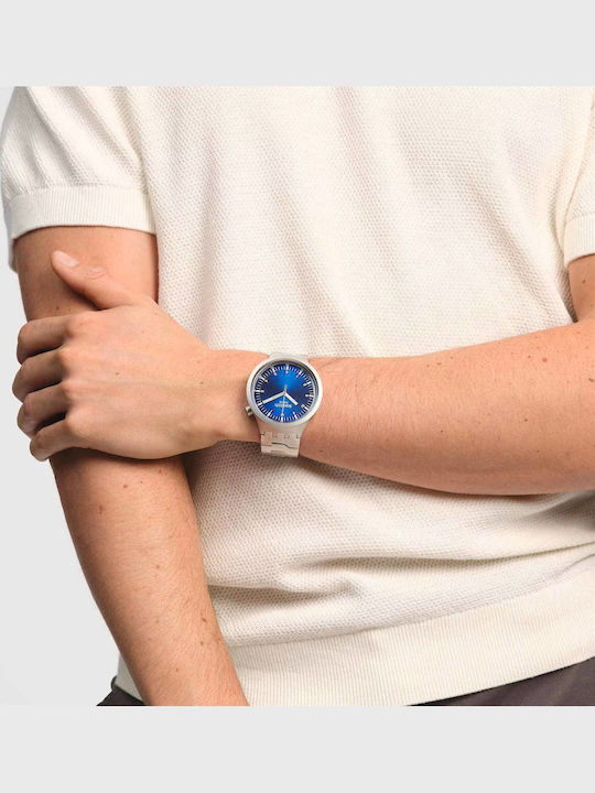 Swatch Indigo Hour Ρολόι Μπαταρίας με Μεταλλικό Μπρασελέ