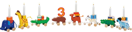 Goki Jucărie de Tras Birthday Caravan din Lemn pentru 24++ Luni