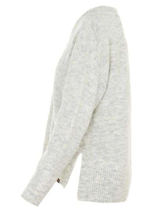 Superdry Women's Long Sleeve Sweater with V Neckline Gray