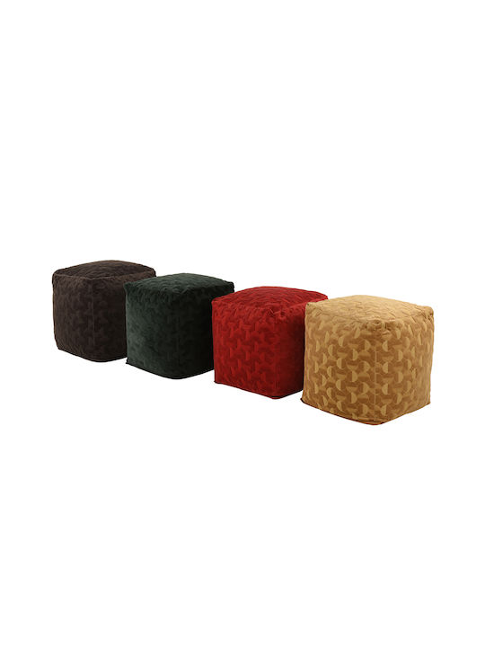 Hocker Für das Wohnzimmer Gepolstert mit Samt Oasis Rot 45x45x45cm