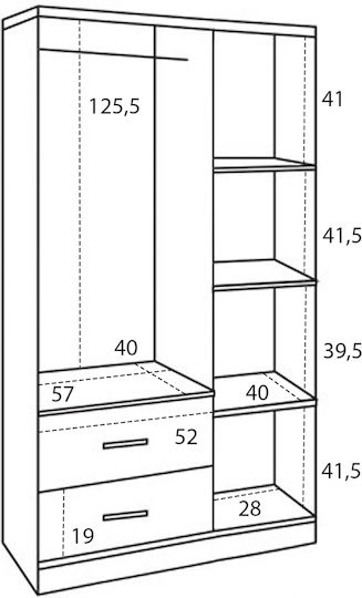 Тройна Врата Гардероб Зебрано 89x42.5x181см