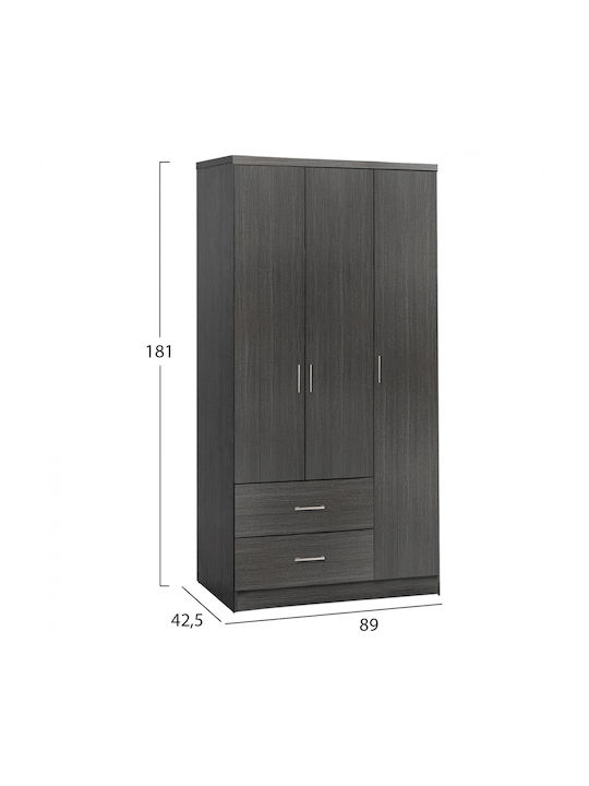 Τρίφυλλη Ντουλάπα Zebrano 89.2x42x181cm