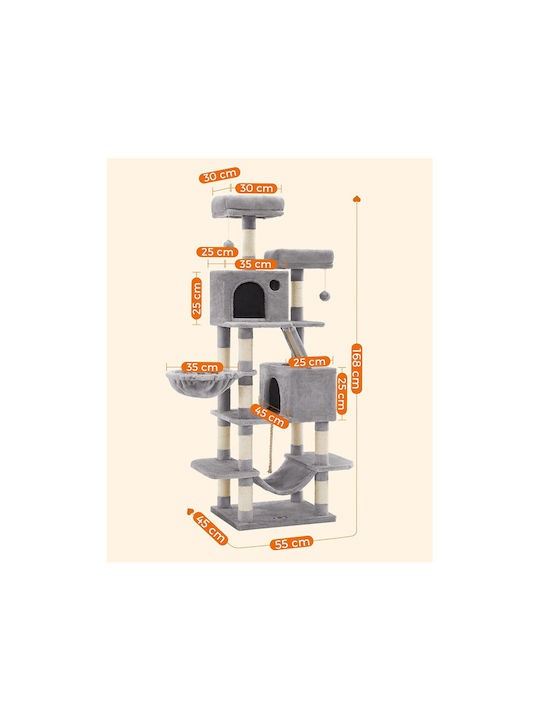 Feandrea Scratching Post Cat Trees Gray 5 levels 55x45x168cm