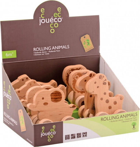 Joueco Baby Toy Rolling Animal Natural Crocodile made of Wood Crocodile