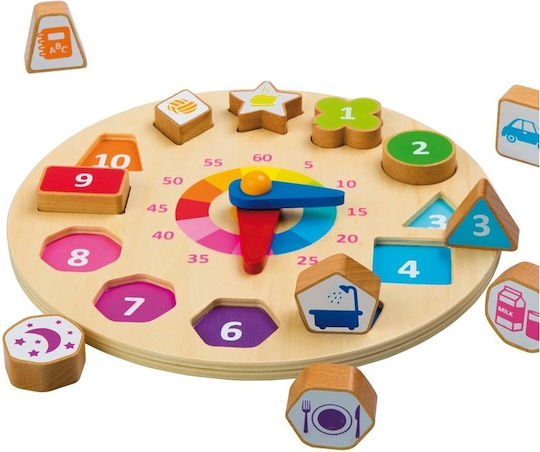 Andreu Toys Baby-Spielzeug Daily Actions Clock aus Holz für 24++ Monate